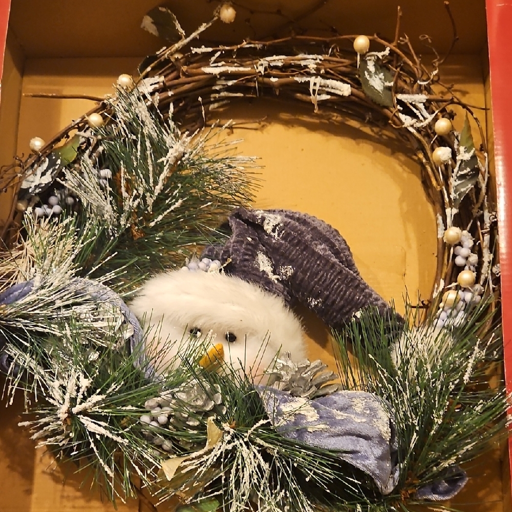 Festive Shimmering Snowman Wreath